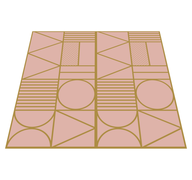Alfombra de vinilo geométrica patrón dorado y rosa - TenVinilo