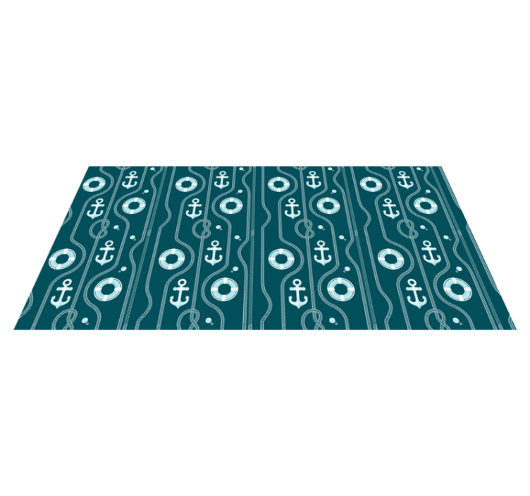 Alfombra vinílica baño ancla náutica azul - TenVinilo