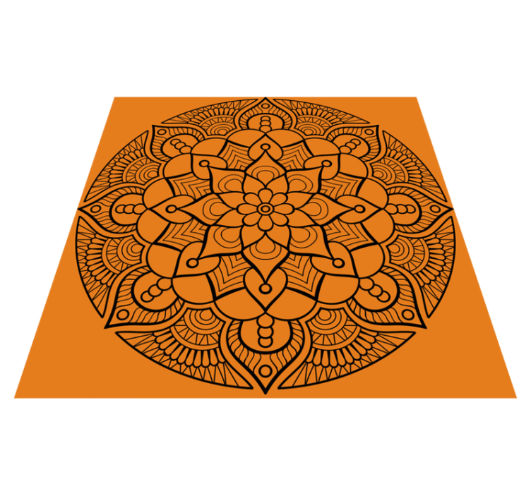 Alfombra vinílica mandala patrón mandala naranja - TenVinilo