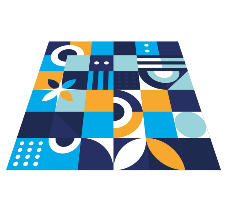 Alfombra vinílica hidráulica formas geométricas de colores - TenVinilo