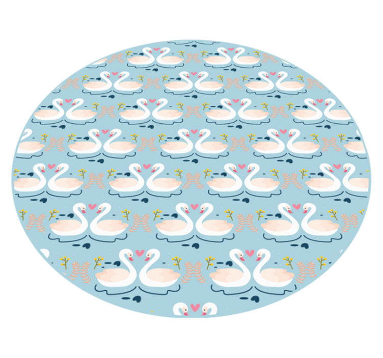 Alfombra vinilo redonda Azul claro con cisnes - TenVinilo