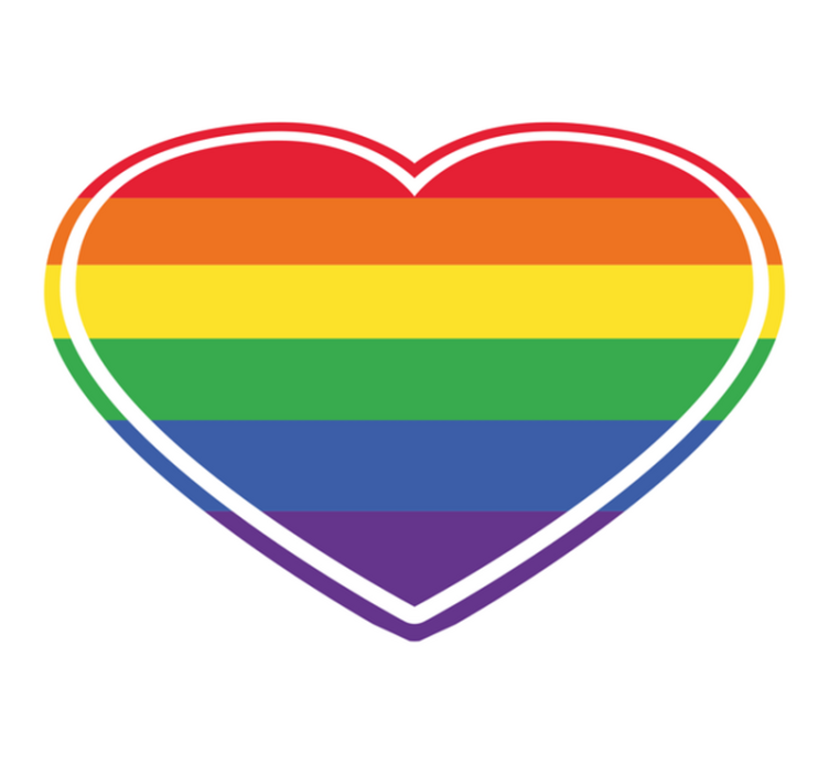 Alfombra vinílica imitación patrón de arcoíris de corazón - TenVinilo