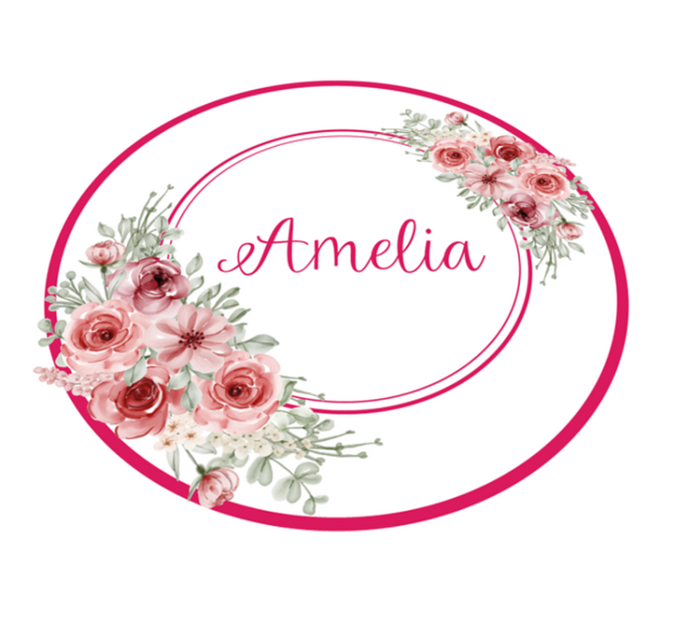 Alfombra vinílica personalizable Ramo rosa con nombre personaliza - TenVinilo