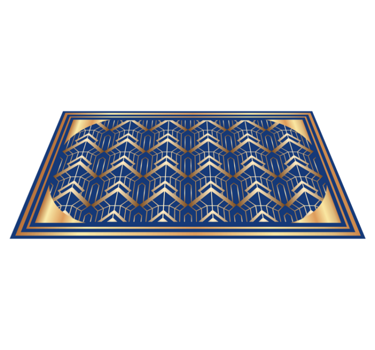 Alfombra de vinilo geométrica Arte moderno deco azul y dorado - TenVinilo