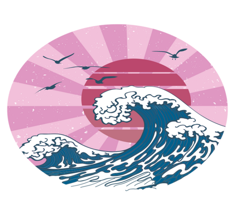 Alfombra de vinilo geométrica ola rosa de kanagawa Alfombra de vinilo geométrica ola rosa de kanagawa - TenVinilo