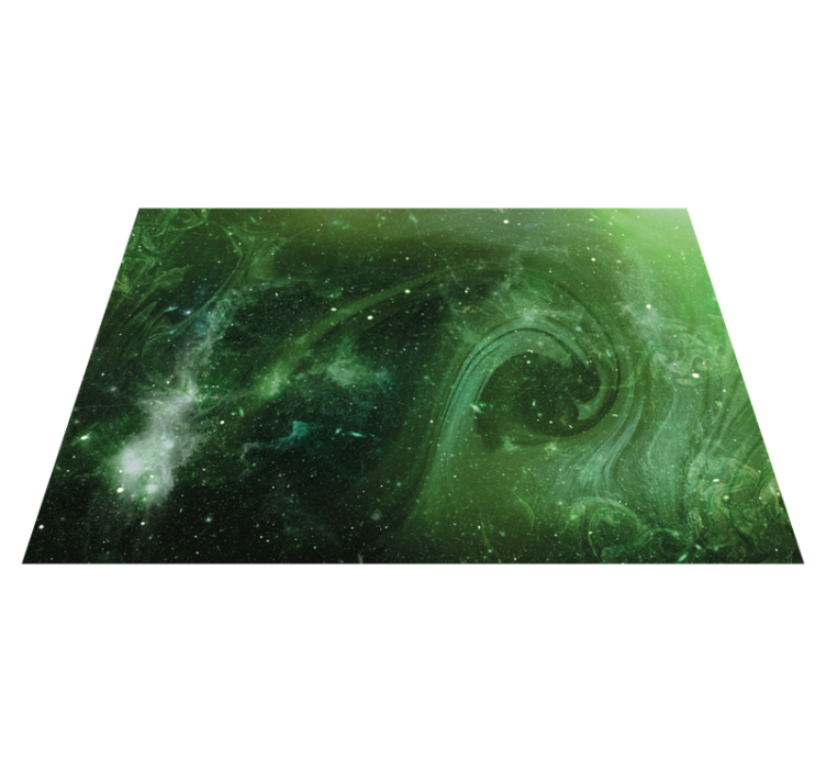 Alfombra vinílica de estrellas remolino verde cósmico - TenVinilo