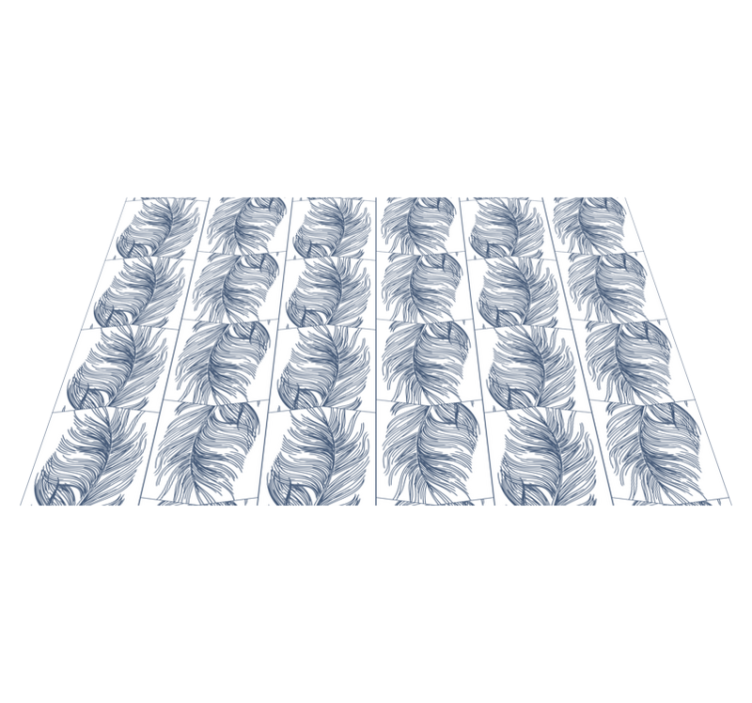 Alfombra de vinilo geométrica Plumas azules "estilo hampton" - TenVinilo