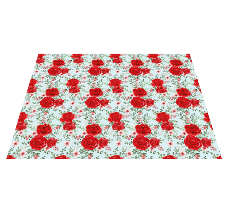 Alfombra vinílica flores elegancia floral roja - TenVinilo