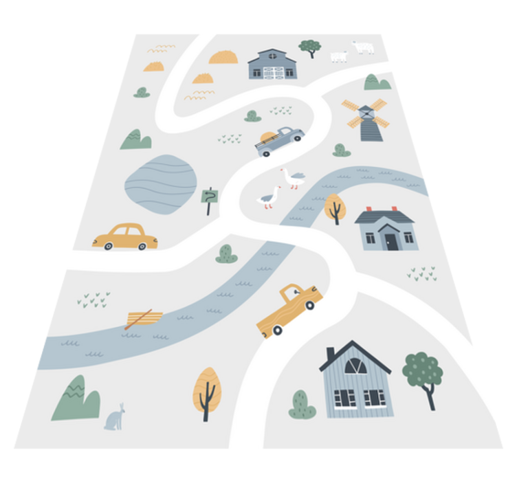 Alfombra vinílica carretera diseño de carreteras lúdico - TenVinilo