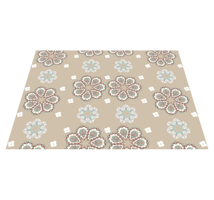 Alfombra vinílica beige mosaico floral elegante patrón - TenVinilo
