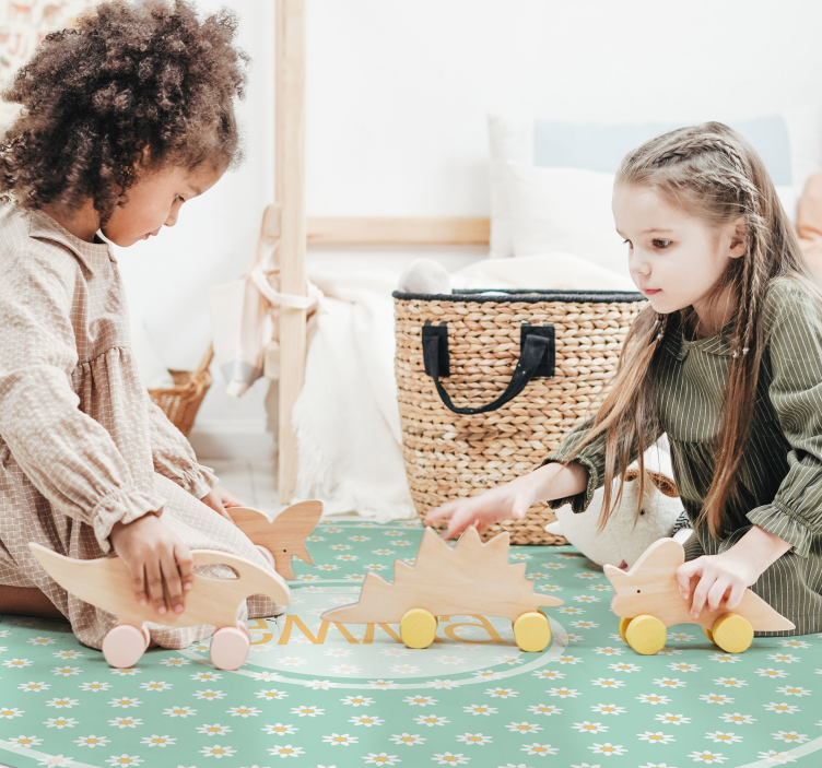 Alfombra vinílica infantil con margaritas - TenVinilo