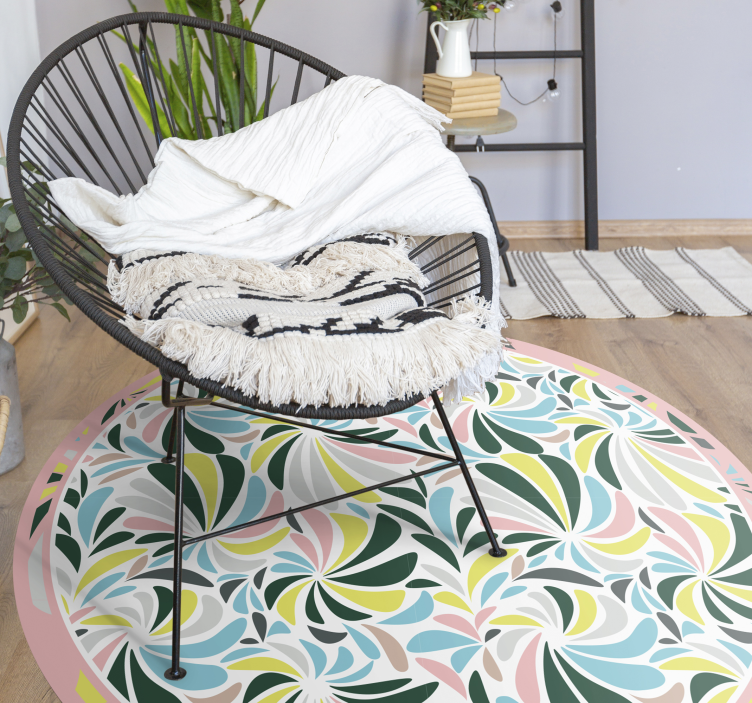 Alfombra vinílica bebé remolinos florales coloridos - TenVinilo