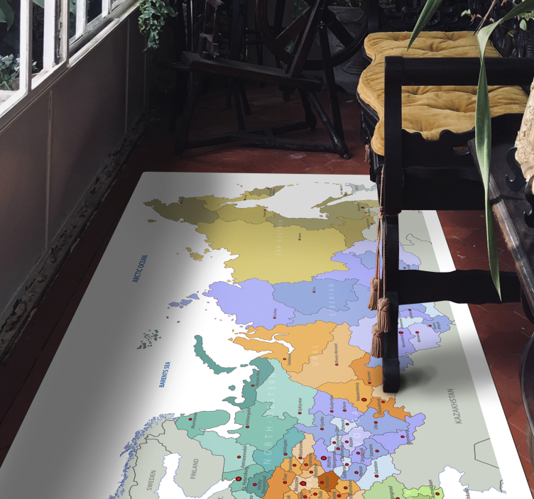 Alfombra de vinilo mapamundi regiones rusas - TenVinilo