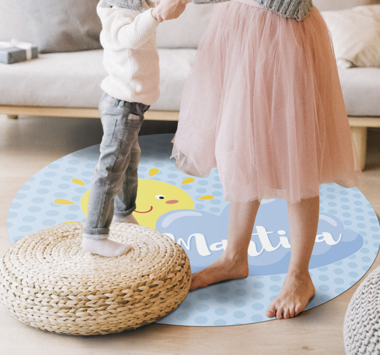 Alfombra vinílica con nombre sol y nube azul - TenVinilo