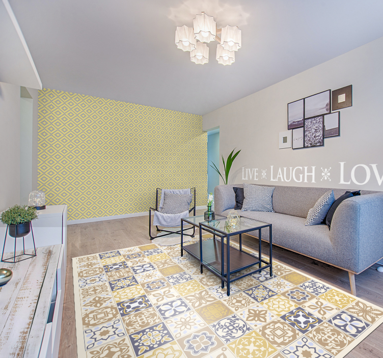 Alfombra vinílica cocina azulejos piedra caliza - TenVinilo