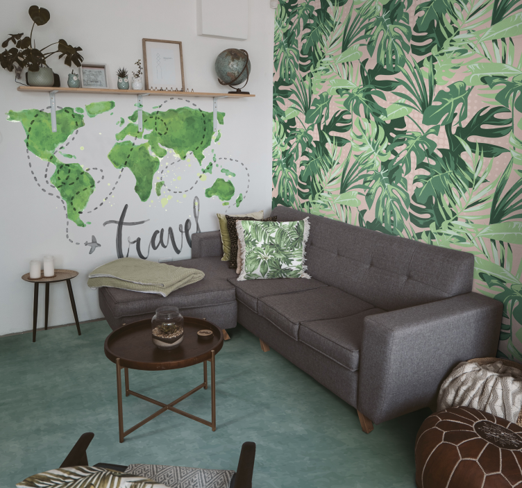 Alfombra vinílica efecto mármol tono verde azulado apagado - TenVinilo