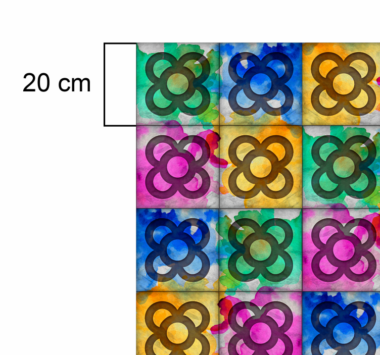 Alfombra de vinilo vintage azulejos de colores brillantes - TenVinilo