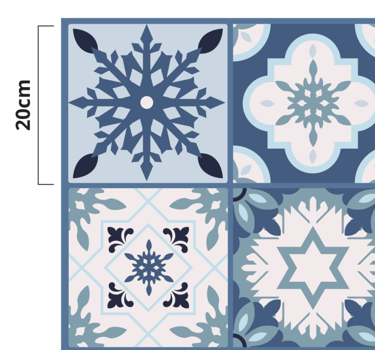 Alfombra vinilo navidad azulejos de copo de nieve azul - TenVinilo