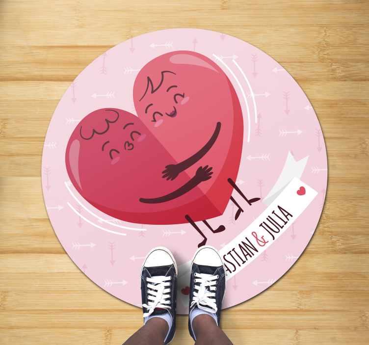 Alfombra vinílica de corazones con nombre - TenVinilo