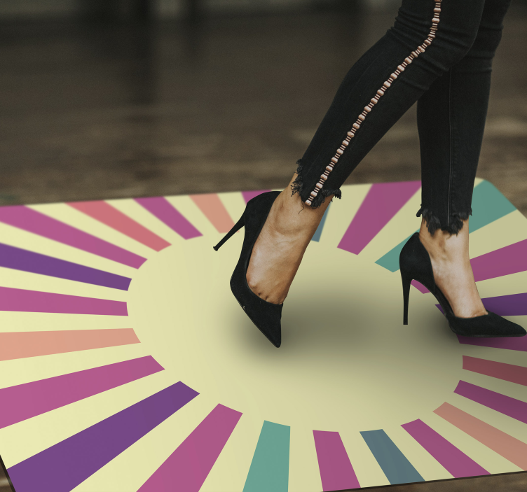 Alfombra de vinilo geométrica diseño de líneas radiantes - TenVinilo