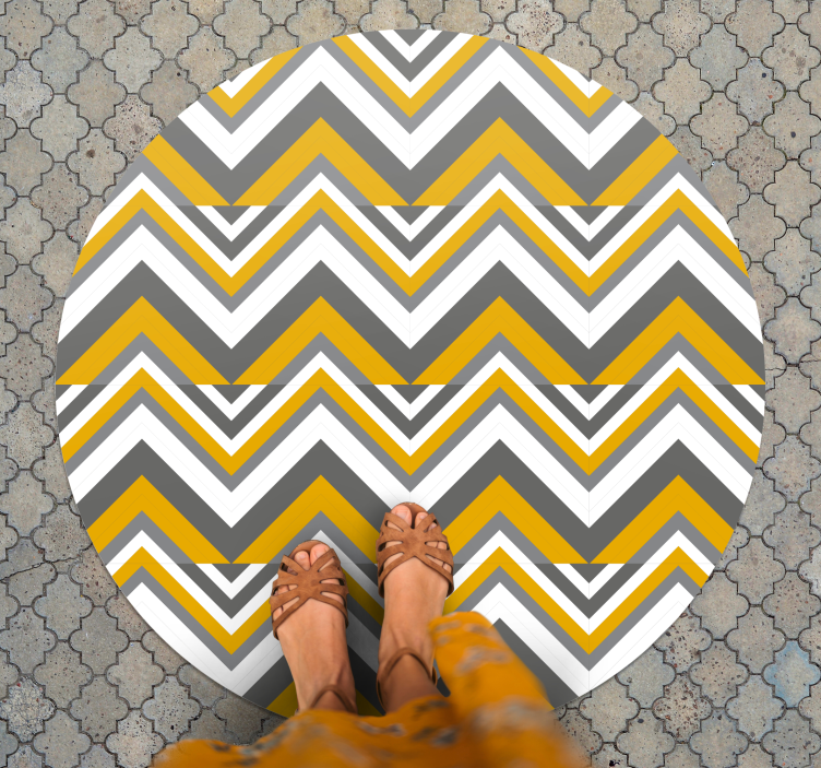 Alfombra de vinilo geométrica chevron gris y amarillo - TenVinilo