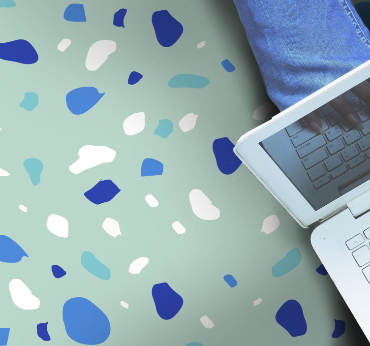 Alfombra vinílica textura terrazo azul - TenVinilo