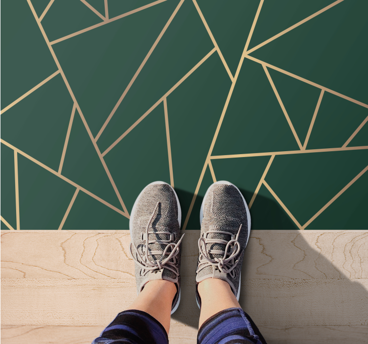 Alfombra de vinilo geométrica líneas verdes elegantes - TenVinilo