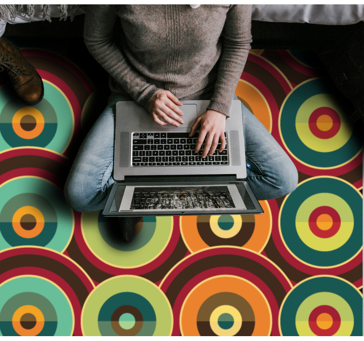 Alfombra de vinilo geométrica motivo circular vibrante - TenVinilo