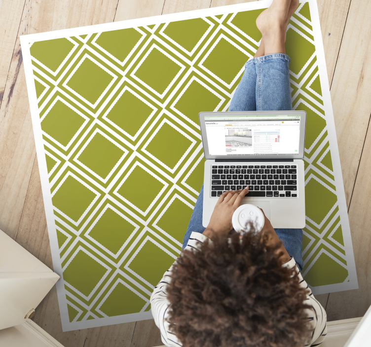 Alfombra de vinilo geométrica motivo de patrón de diamantes - TenVinilo