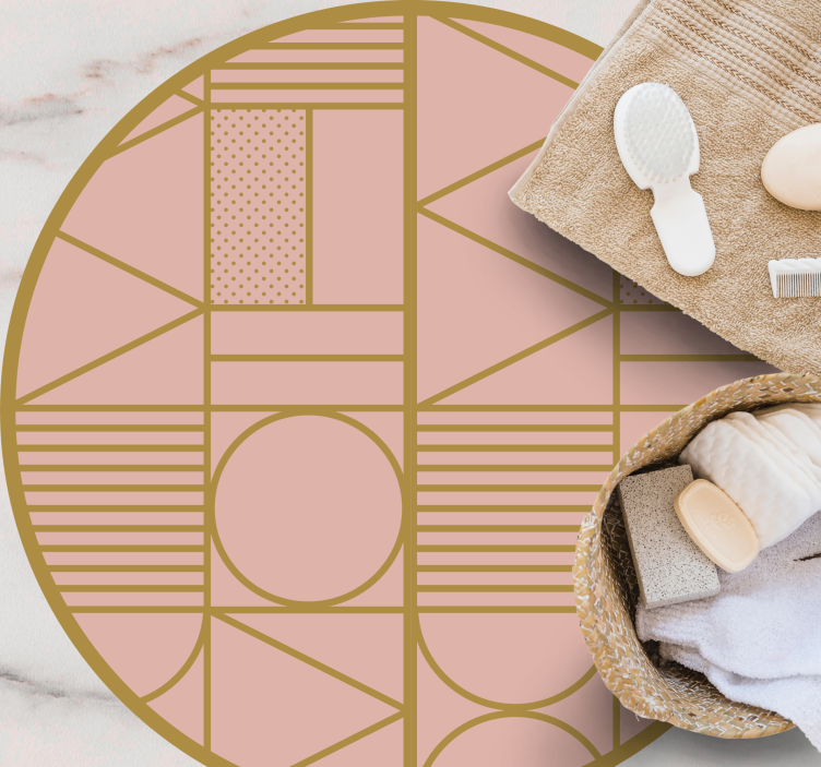 Alfombra de vinilo geométrica motivo rosa - TenVinilo