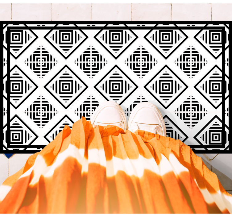 Alfombra de vinilo geométrica motivos monocromáticos - TenVinilo