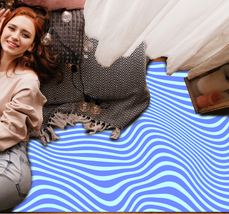 Alfombra de vinilo geométrica olas azules que fluyen - TenVinilo