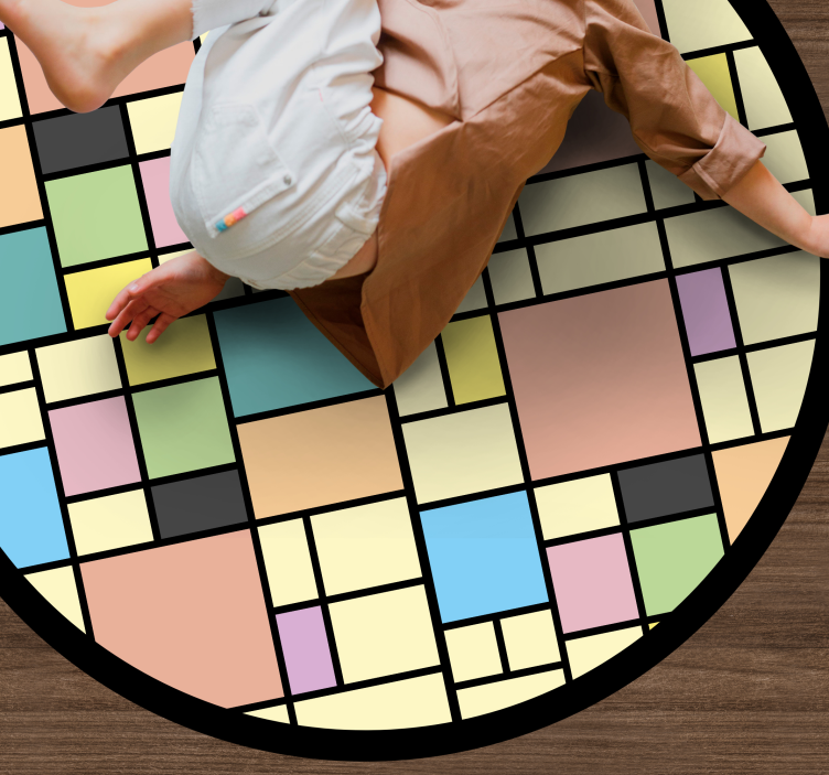 Alfombra de vinilo geométrica patrón de bloques coloridos - TenVinilo