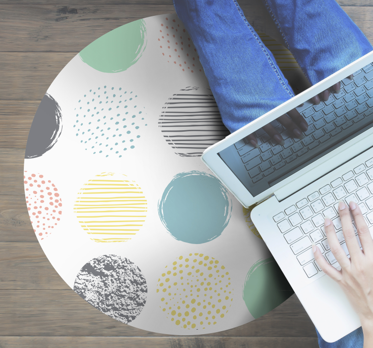 Alfombra de vinilo geométrica patrón de puntos coloridos - TenVinilo