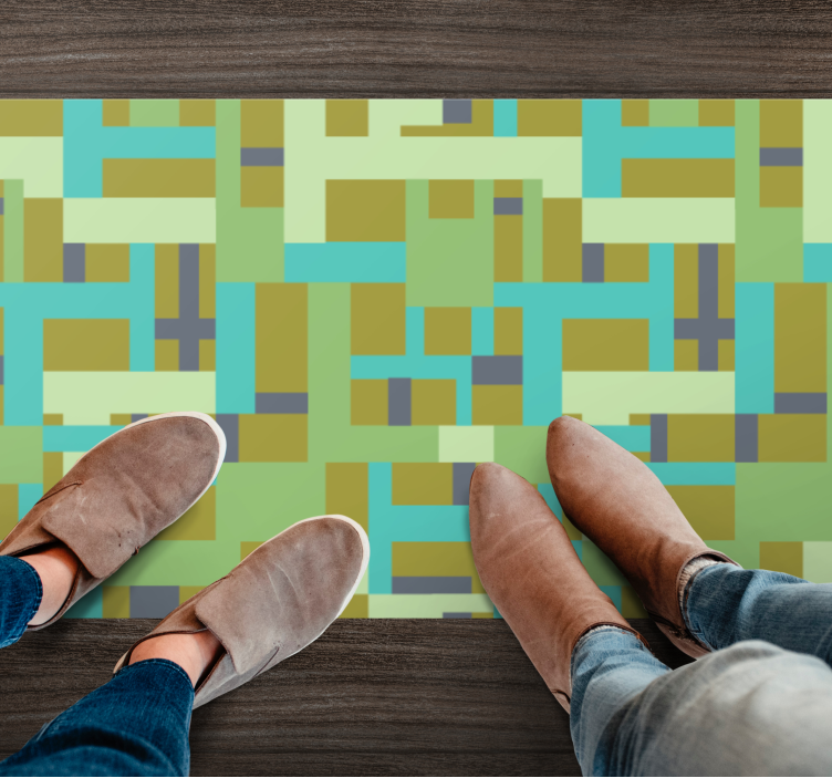 Alfombra de vinilo geométrica segmentos de color verde - TenVinilo