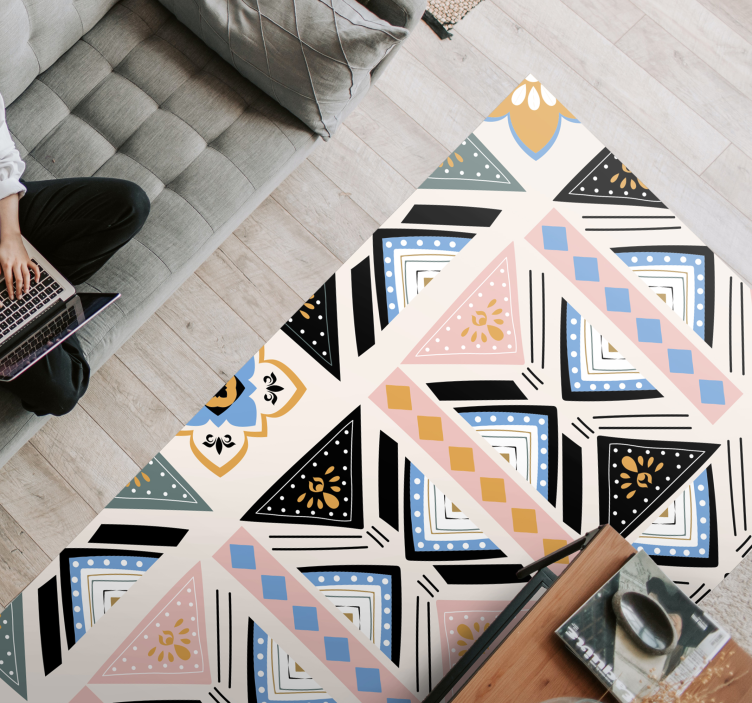 Alfombra de vinilo geométrica tapiz con motivos geométricos - TenVinilo