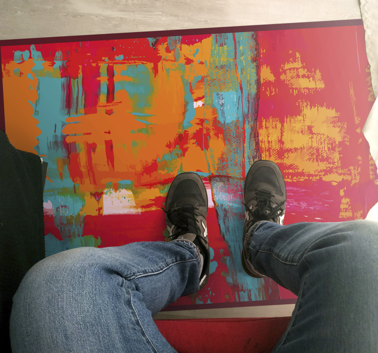 Alfombra de vinilo geométrica trazos de pintura abstracta - TenVinilo