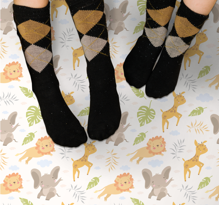 Alfombra de vinilo infantil adorables criaturas de safari - TenVinilo