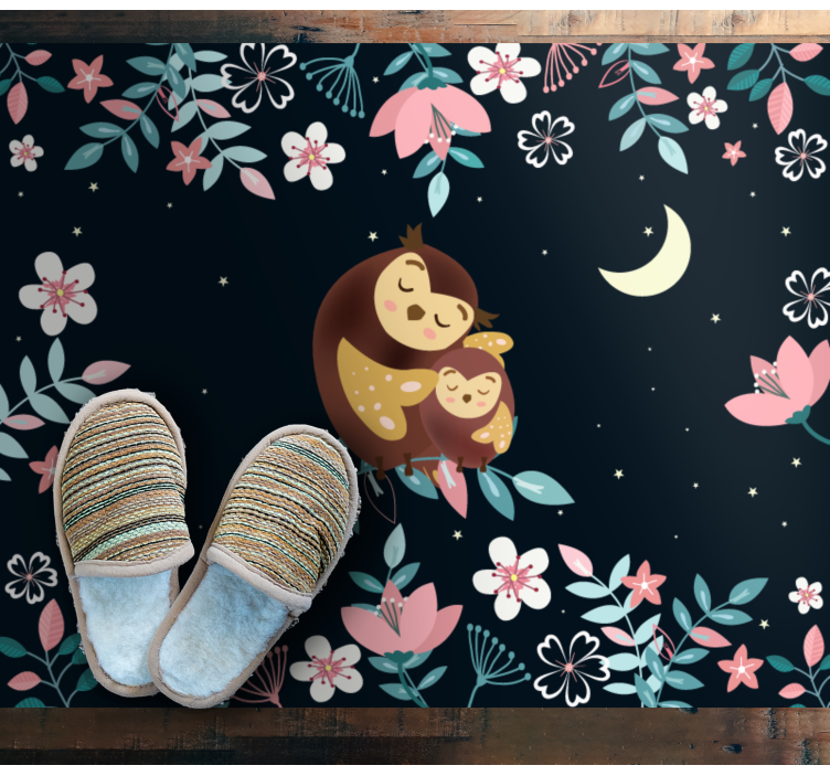 Alfombra vinílica animales amor de mamá búho - TenVinilo