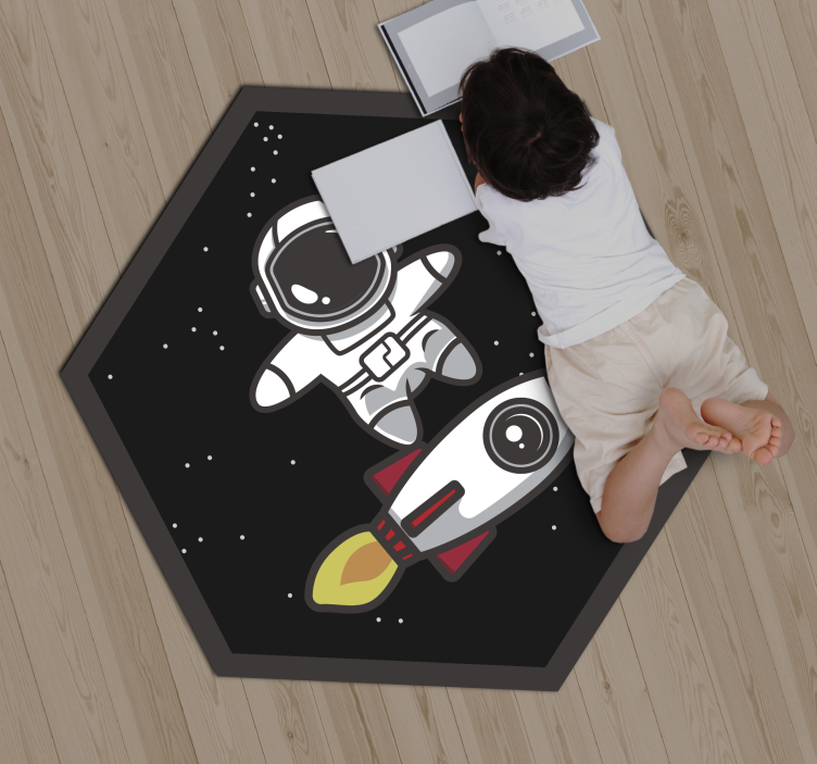 Alfombra de vinilo infantil aventura astronauta - TenVinilo