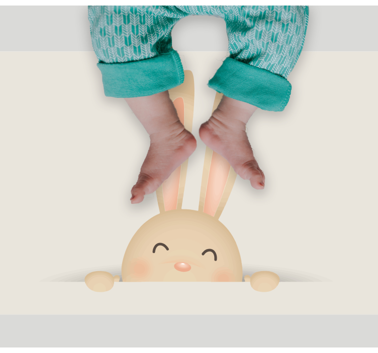 Alfombra de vinilo infantil cara de conejito feliz - TenVinilo