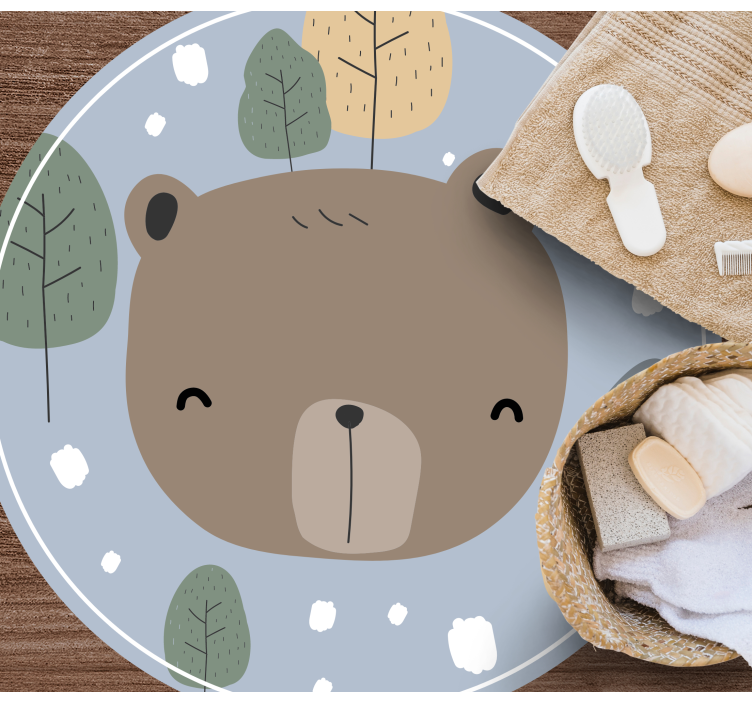 Alfombra de vinilo infantil cara de oso feliz - TenVinilo