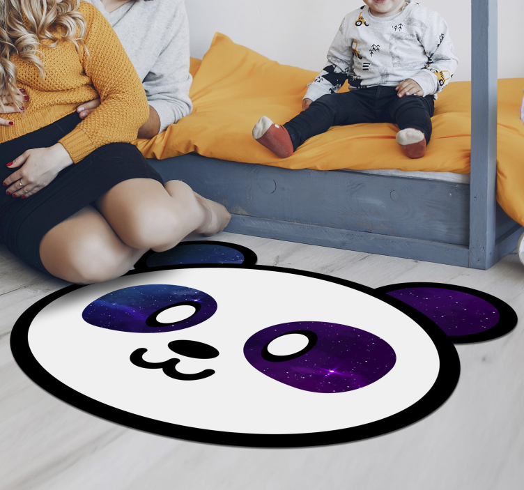 Alfombra de vinilo infantil cara de panda galáctico - TenVinilo