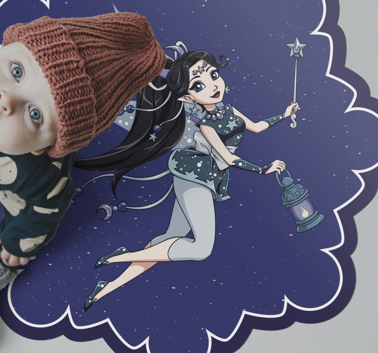 Alfombra de vinilo infantil cielo nocturno de hadas - TenVinilo