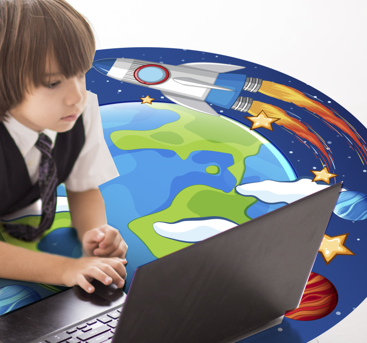 Alfombra de vinilo infantil órbita planetaria - TenVinilo