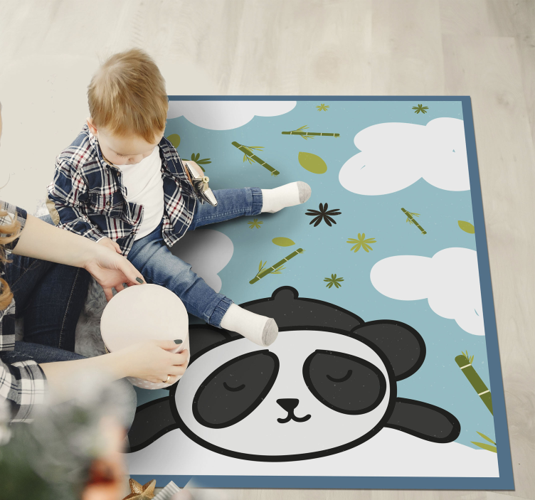 Alfombra de vinilo infantil paisaje onírico panda - TenVinilo