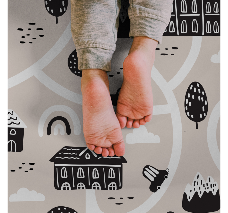 Alfombra de vinilo infantil patrón de carretera de la ciudad - TenVinilo