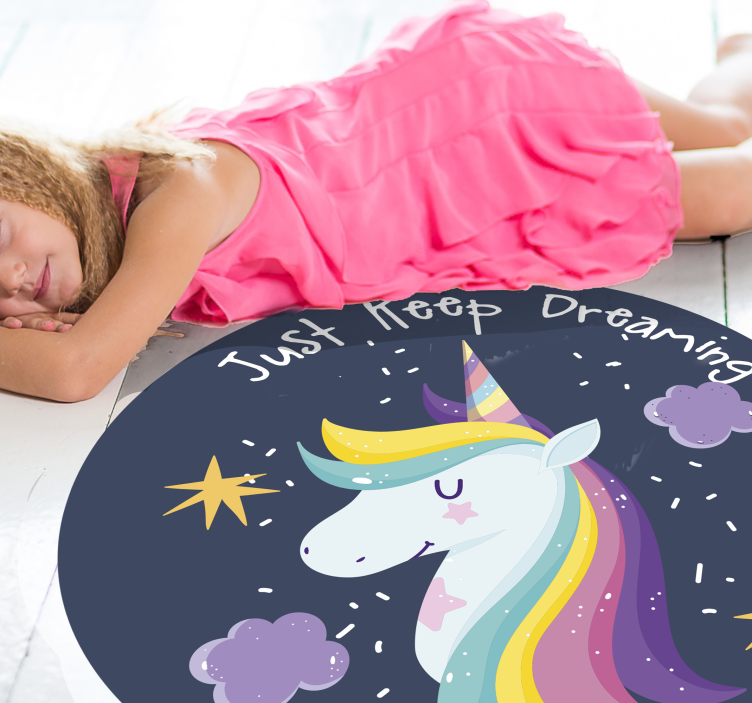Alfombra de vinilo infantil sigue soñando unicornio - TenVinilo