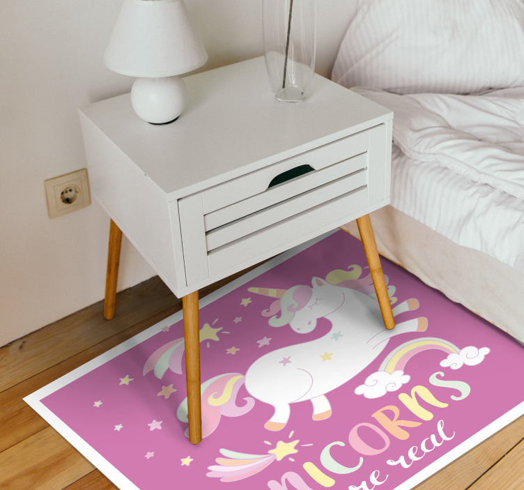 Alfombra de vinilo infantil unicornios magia real - TenVinilo
