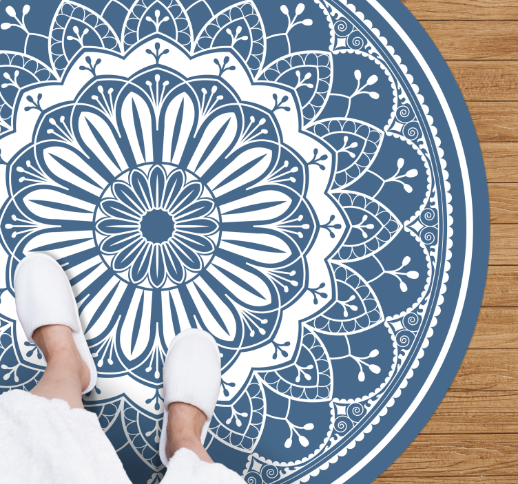 Alfombra vinílica mandala Gran mandala en azul - TenVinilo